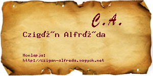 Czigán Alfréda névjegykártya